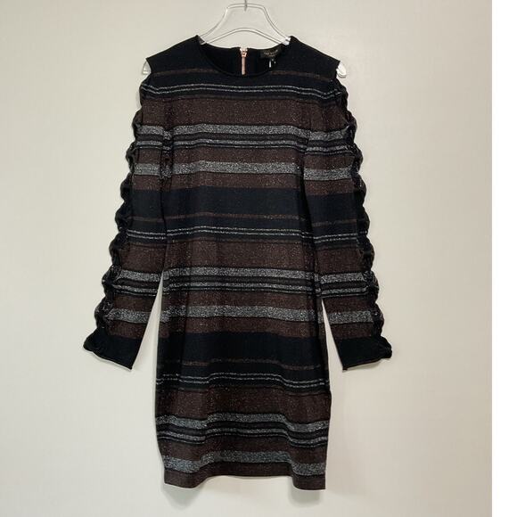 Ted Baker Simona Metallic Sparkle Bow Bodycon Dress Ted Size 3 Fits US Sizes 6-8 - Picture 8 of 13